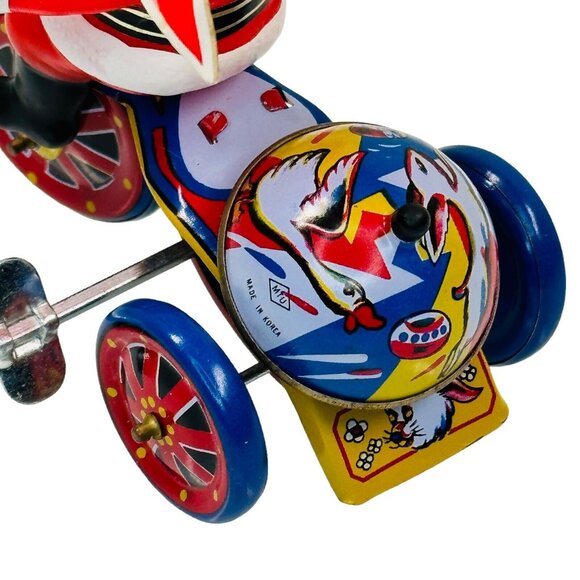 Vintage Christmas Tin Wind-up Santa on Tricycle with a Balloon ~ Works! Korea - Picture 6 of 15